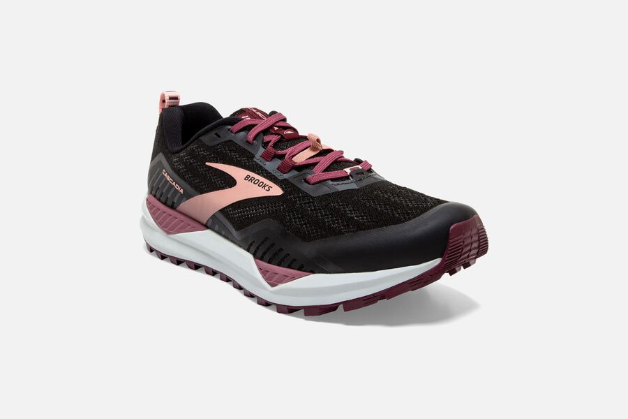 Brooks Israel Cascadia 15 Trail Running Shoes Womens - Black/Pink - WYO-836574